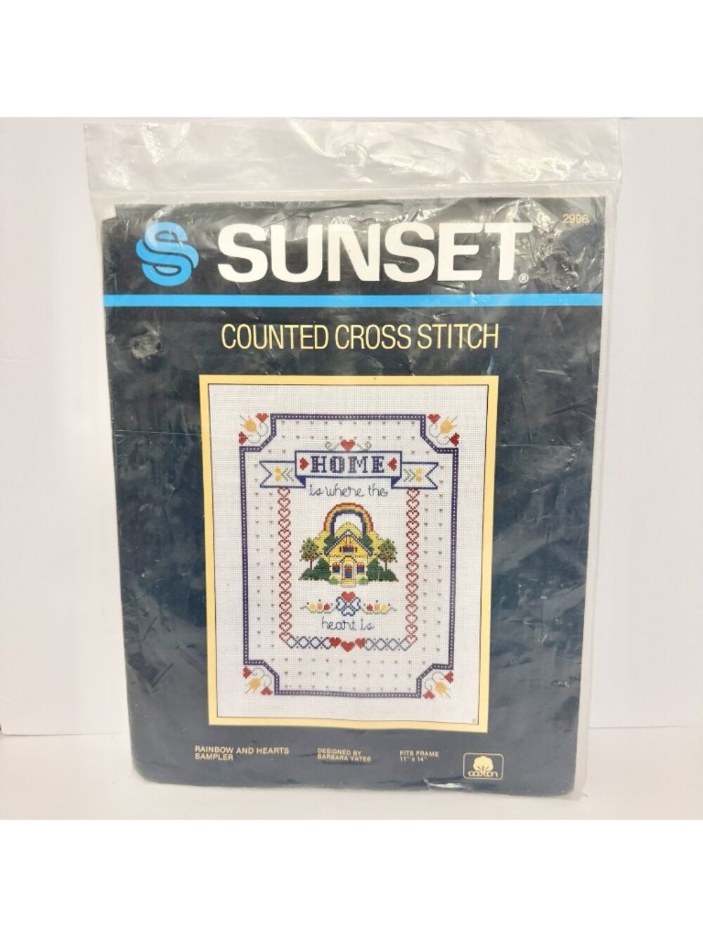 Vintage 2996 Sunset Designs Counted Cross Stitch Kit Rainbow And Hearts NEW